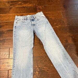 Zara Light Blue Women's Straight Leg Jeans